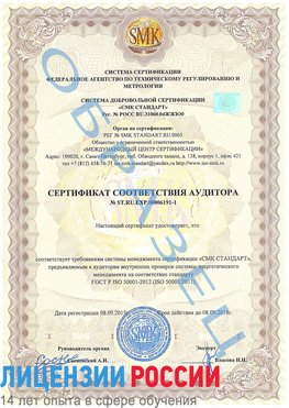 Образец сертификата соответствия аудитора №ST.RU.EXP.00006191-1 Нижний Тагил Сертификат ISO 50001