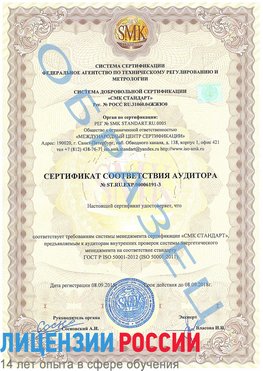 Образец сертификата соответствия аудитора №ST.RU.EXP.00006191-3 Нижний Тагил Сертификат ISO 50001